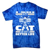 Skiing Cat Gift Winter Sports Ski Skier Meaningful Gift Tie-Dye T-Shirt