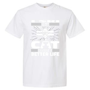 Skiing Cat Gift Winter Sports Ski Skier Meaningful Gift Garment-Dyed Heavyweight T-Shirt