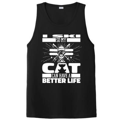 Skiing Cat Gift Winter Sports Ski Skier Great Gift PosiCharge Competitor Tank