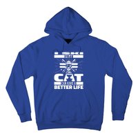 Skiing Cat Gift Winter Sports Ski Skier Great Gift Hoodie