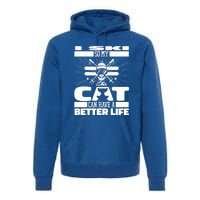 Skiing Cat Gift Winter Sports Ski Skier Great Gift Premium Hoodie