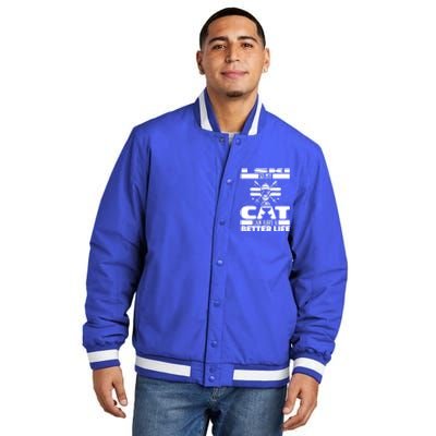 Skiing Cat Gift Winter Sports Ski Skier Great Gift Insulated Varsity Jacket