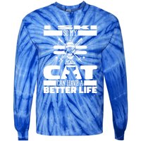 Skiing Cat Gift Winter Sports Ski Skier Great Gift Tie-Dye Long Sleeve Shirt