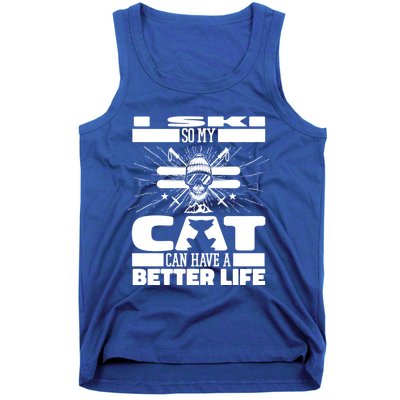 Skiing Cat Gift Winter Sports Ski Skier Great Gift Tank Top