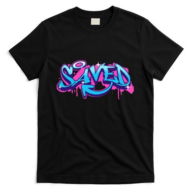 Saved Christian Graffiti Art Retro 80S 90s T-Shirt