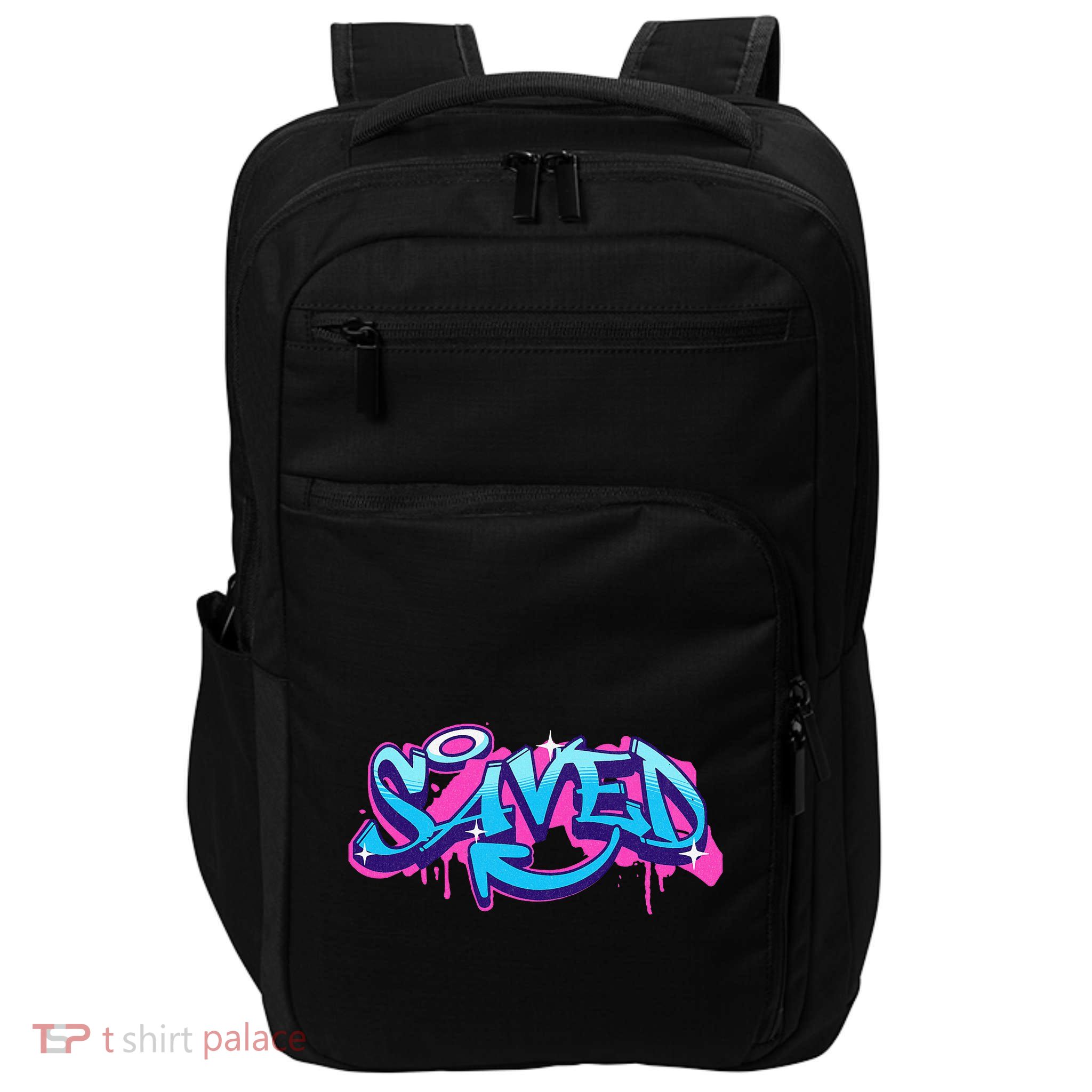 Saved Christian Graffiti Art Retro 80S 90s Impact Tech Backpack