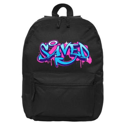 Saved Christian Graffiti Art Retro 80S 90s 16 in Basic Backpack
