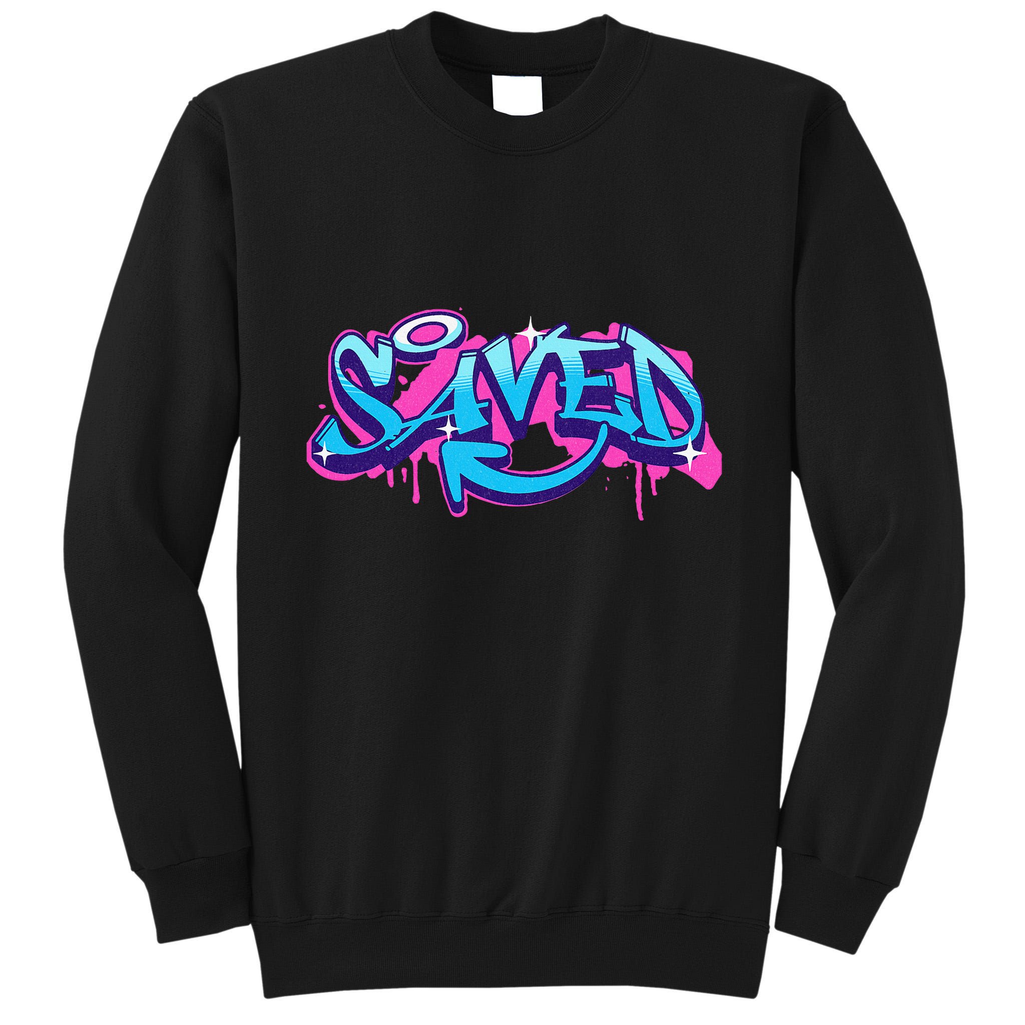 Saved Christian Graffiti Art Retro 80S 90s Tall Sweatshirt