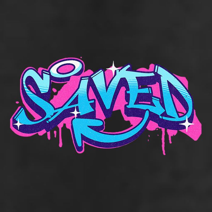 Saved Christian Graffiti Art Retro 80S 90s 25L Jumbo Tote