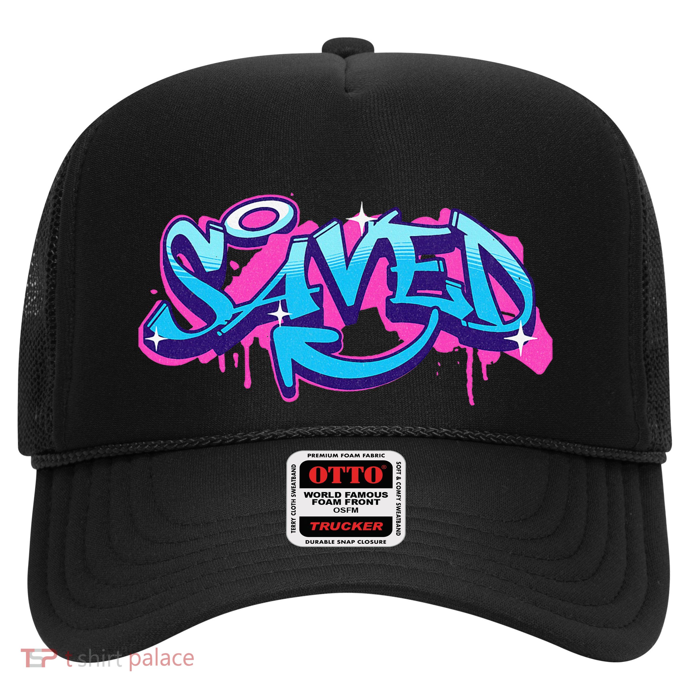 Saved Christian Graffiti Art Retro 80S 90s Trucker Hat