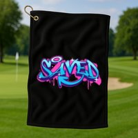 Saved Christian Graffiti Art Retro 80S 90s Golf Towel