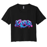 Saved Christian Graffiti Art Retro 80S 90s Women's Crop Top Tee