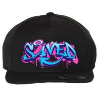 Saved Christian Graffiti Art Retro 80S 90s Wool Snapback Cap