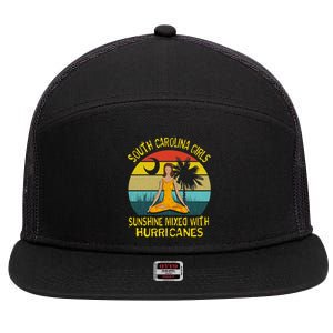 South Carolina Girls Pride Cool Gift Sunshine Mixed With Hurricane Gift 7 Panel Mesh Trucker Snapback Hat