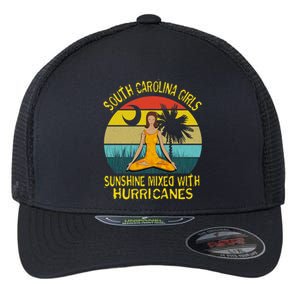 South Carolina Girls Pride Cool Gift Sunshine Mixed With Hurricane Gift Flexfit Unipanel Trucker Cap