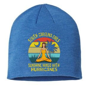 South Carolina Girls Pride Cool Gift Sunshine Mixed With Hurricane Gift Sustainable Beanie