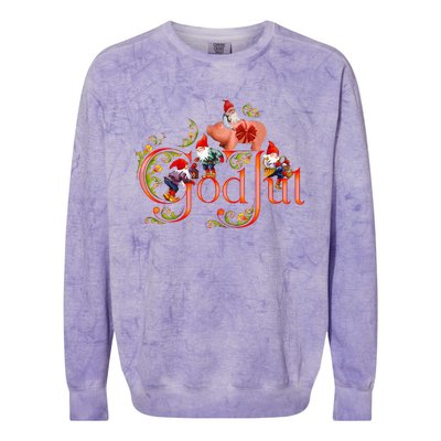 Scandinavian Christmas God Jul Marzipan Pig Colorblast Crewneck Sweatshirt