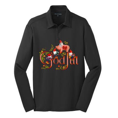 Scandinavian Christmas God Jul Marzipan Pig Silk Touch Performance Long Sleeve Polo