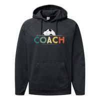 Soccer Coach Gifts Funny Retro Vintage Soccer Ball Coaching Performance Fleece Hoodie