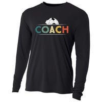 Soccer Coach Gifts Funny Retro Vintage Soccer Ball Coaching Cooling Performance Long Sleeve Crew