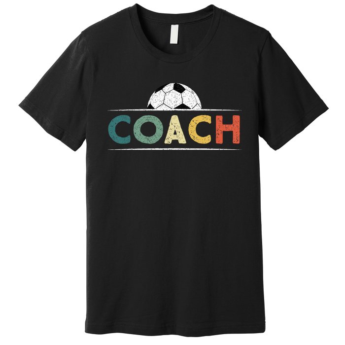 Soccer Coach Gifts Funny Retro Vintage Soccer Ball Coaching Premium T-Shirt