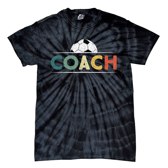 Soccer Coach Gifts Funny Retro Vintage Soccer Ball Coaching Tie-Dye T-Shirt