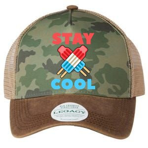 Stay Cool Girl Boy Popsicle Funny 4th Of July Legacy Tie Dye Trucker Hat