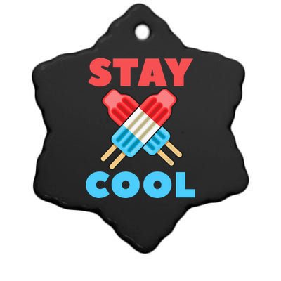 Stay Cool Girl Boy Popsicle Funny 4th Of July Ceramic Star Ornament