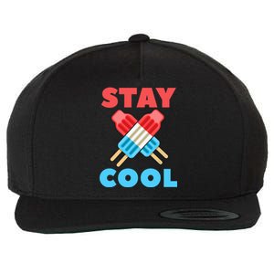 Stay Cool Girl Boy Popsicle Funny 4th Of July Wool Snapback Cap