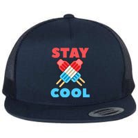 Stay Cool Girl Boy Popsicle Funny 4th Of July Flat Bill Trucker Hat