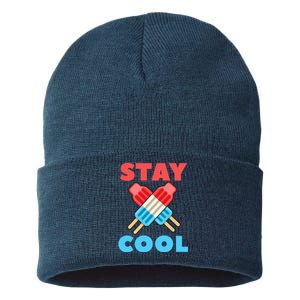 Stay Cool Girl Boy Popsicle Funny 4th Of July Sustainable Knit Beanie