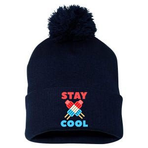 Stay Cool Girl Boy Popsicle Funny 4th Of July Pom Pom 12in Knit Beanie