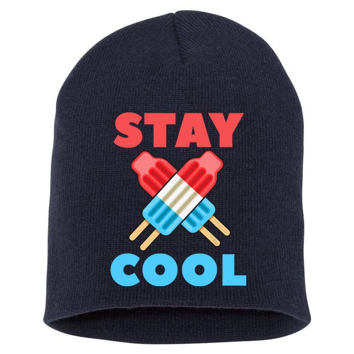 Stay Cool Girl Boy Popsicle Funny 4th Of July Short Acrylic Beanie