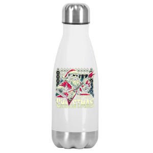 Santa Claus Guitar Player Have A Rock And Roll Christmas Gift Stainless Steel Insulated Water Bottle