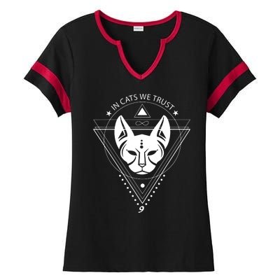 Sphynx Cat Gift Sphinx Mom Bastet Cat Mom Geometry Cat Daddy Ladies Halftime Notch Neck Tee