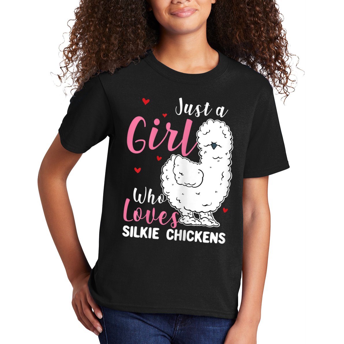 Silkie Chicken Girl Who Loves Silkie Chickens Kids T-Shirt