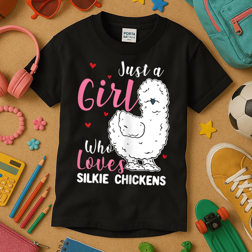 Silkie Chicken Girl Who Loves Silkie Chickens Kids T-Shirt