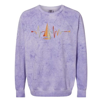 Sea Captain Gift Sail Boat Heartbeat Boat Sailing Colorblast Crewneck Sweatshirt