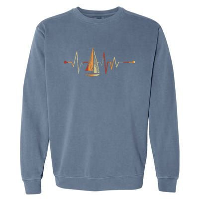 Sea Captain Gift Sail Boat Heartbeat Boat Sailing Garment-Dyed Sweatshirt