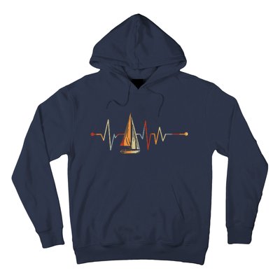 Sea Captain Gift Sail Boat Heartbeat Boat Sailing Hoodie