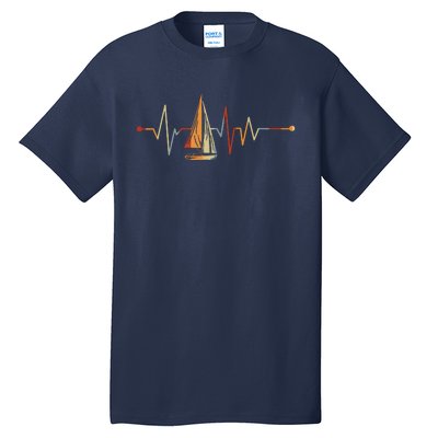 Sea Captain Gift Sail Boat Heartbeat Boat Sailing Tall T-Shirt