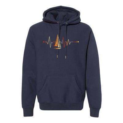 Sea Captain Gift Sail Boat Heartbeat Boat Sailing Premium Hoodie