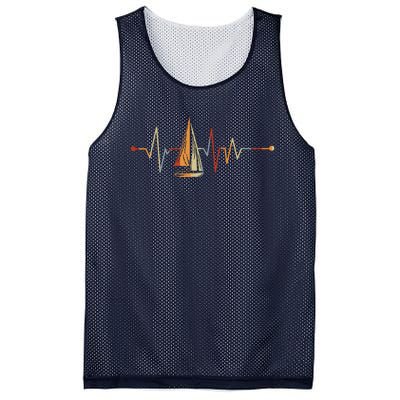 Sea Captain Gift Sail Boat Heartbeat Boat Sailing Mesh Reversible Basketball Jersey Tank