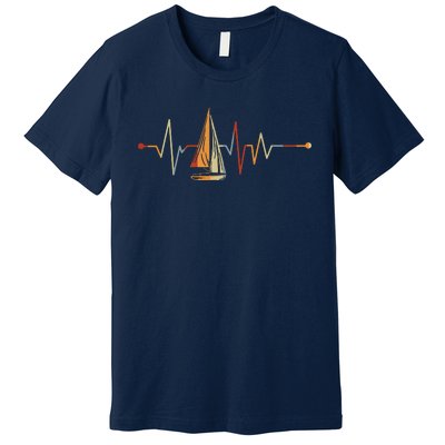 Sea Captain Gift Sail Boat Heartbeat Boat Sailing Premium T-Shirt