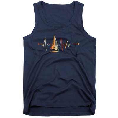 Sea Captain Gift Sail Boat Heartbeat Boat Sailing Tank Top