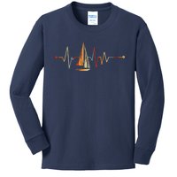 Sea Captain Gift Sail Boat Heartbeat Boat Sailing Kids Long Sleeve Shirt