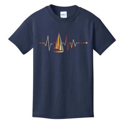 Sea Captain Gift Sail Boat Heartbeat Boat Sailing Kids T-Shirt