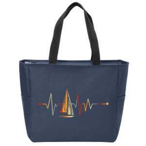 Sea Captain Gift Sail Boat Heartbeat Boat Sailing Zip Tote Bag