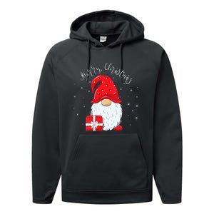 Santa Claus Garden Gnome Merry Christmas Vneck Performance Fleece Hoodie