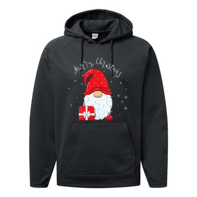 Santa Claus Garden Gnome Merry Christmas Vneck Performance Fleece Hoodie